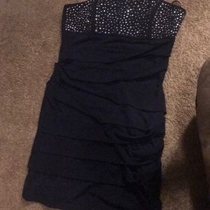 Dark Blue with Gold and Diamond Dress